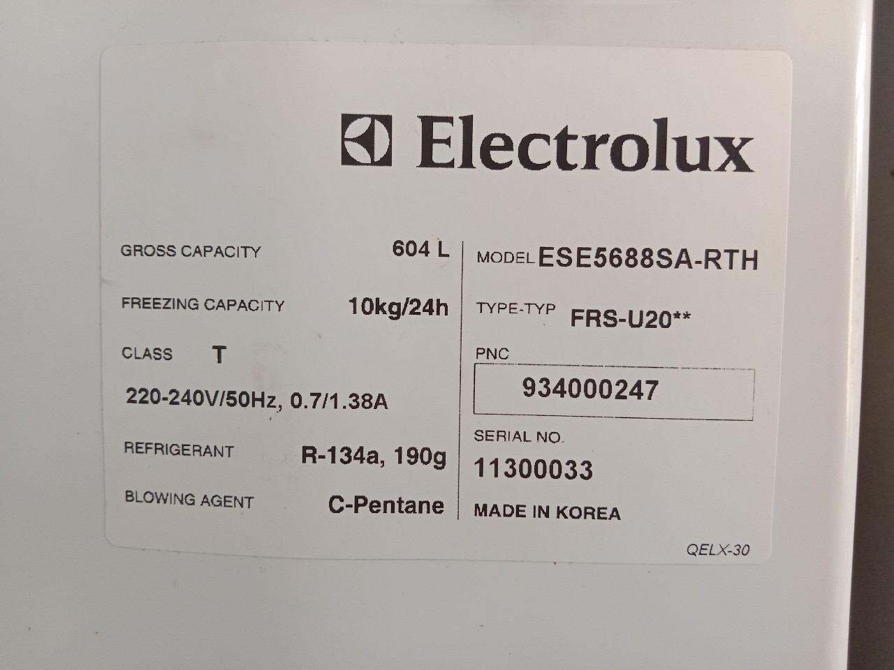 Tủ lạnh Elextrolux 604 Lít ESE5688SA-RTH cũ SP018838