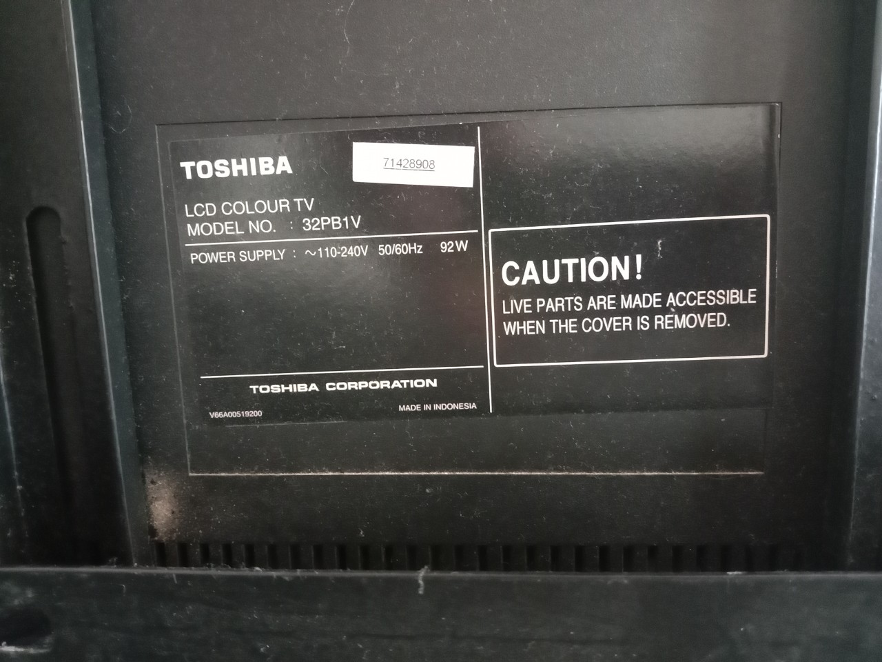 Tivi Toshiba 32 inch 32PB1V cũ SP019074