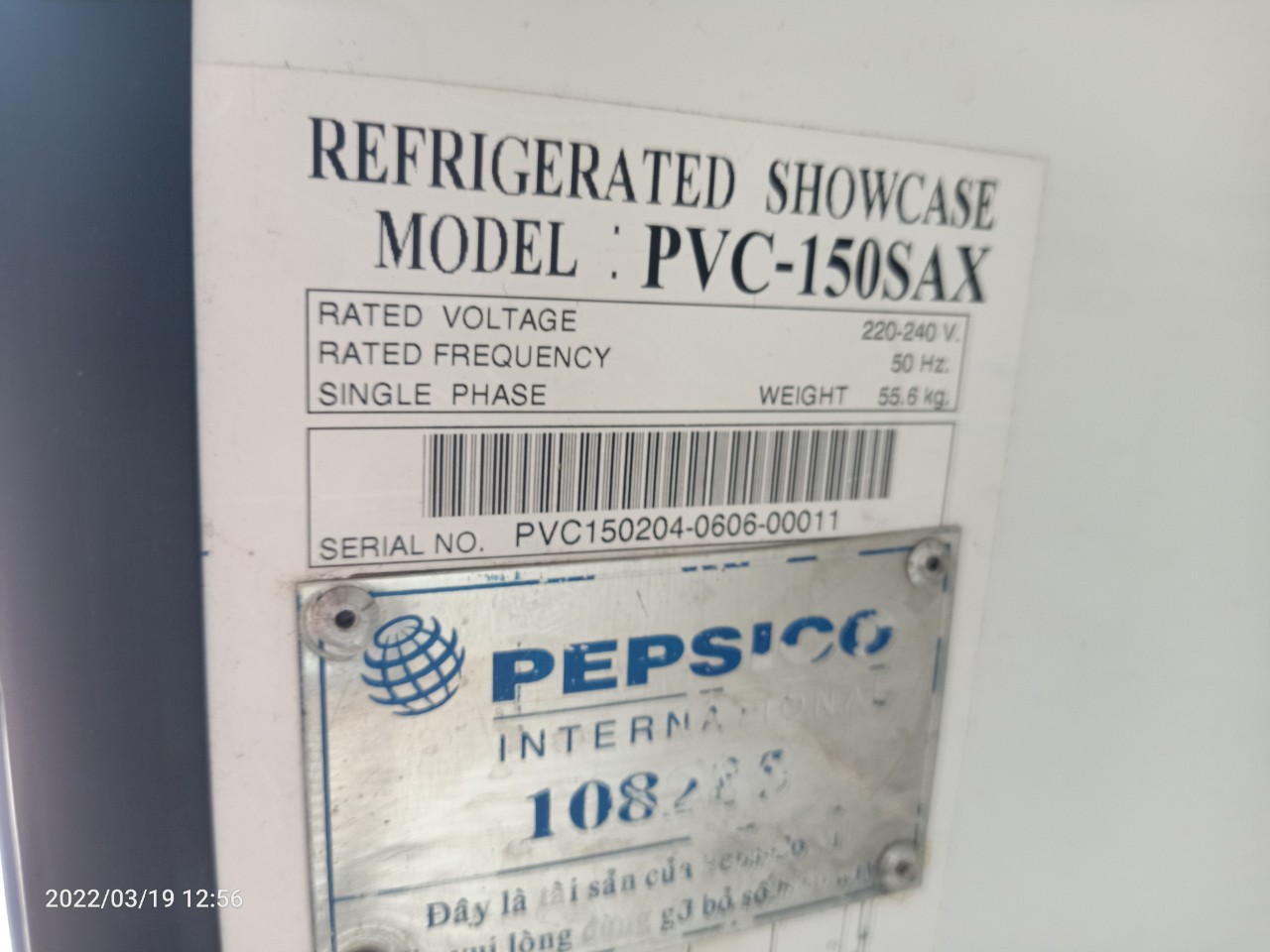 Tủ mát Pepsico 180 Lít PVC 150 Sax cũ SP017072