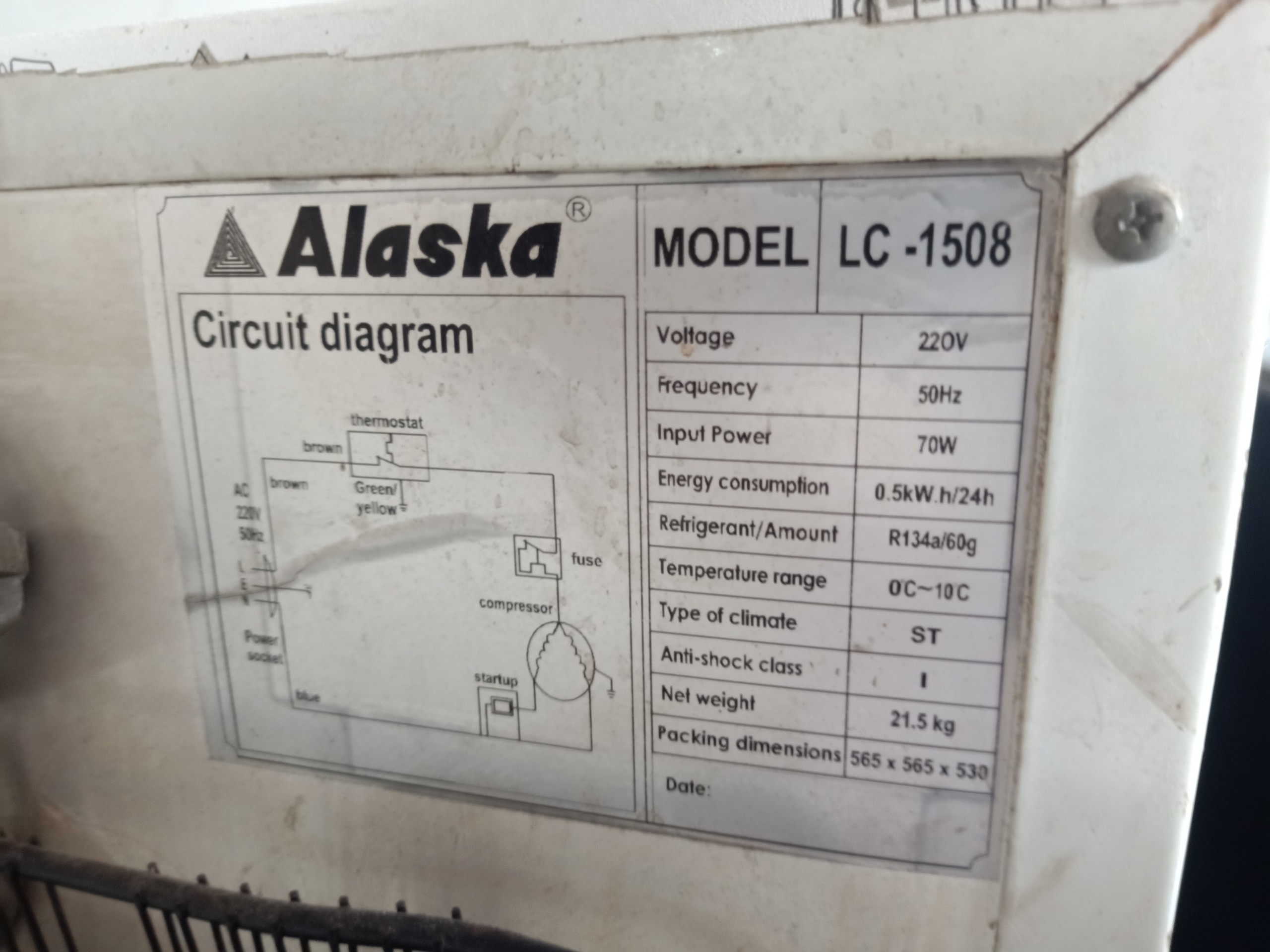 Tủ mát Alaska 90 Lít LC-1508 cũ SP017192